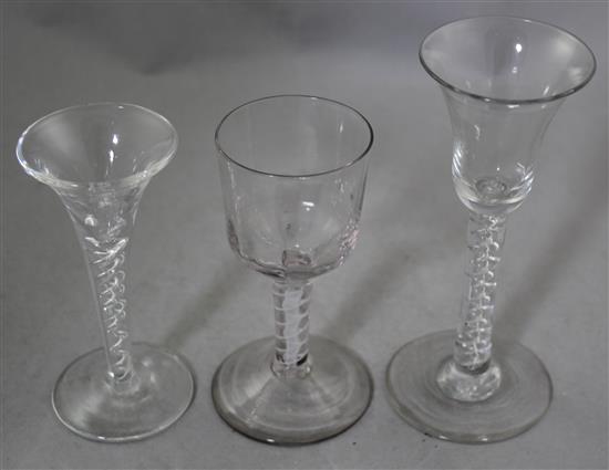Three 18th century drinking glasses, 12.7cm - 16.2cm